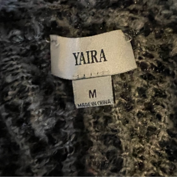 Yaira Womens Open Front High Lo Grey Sweater Cardigan with Back Design Size M - Picture 8 of 8